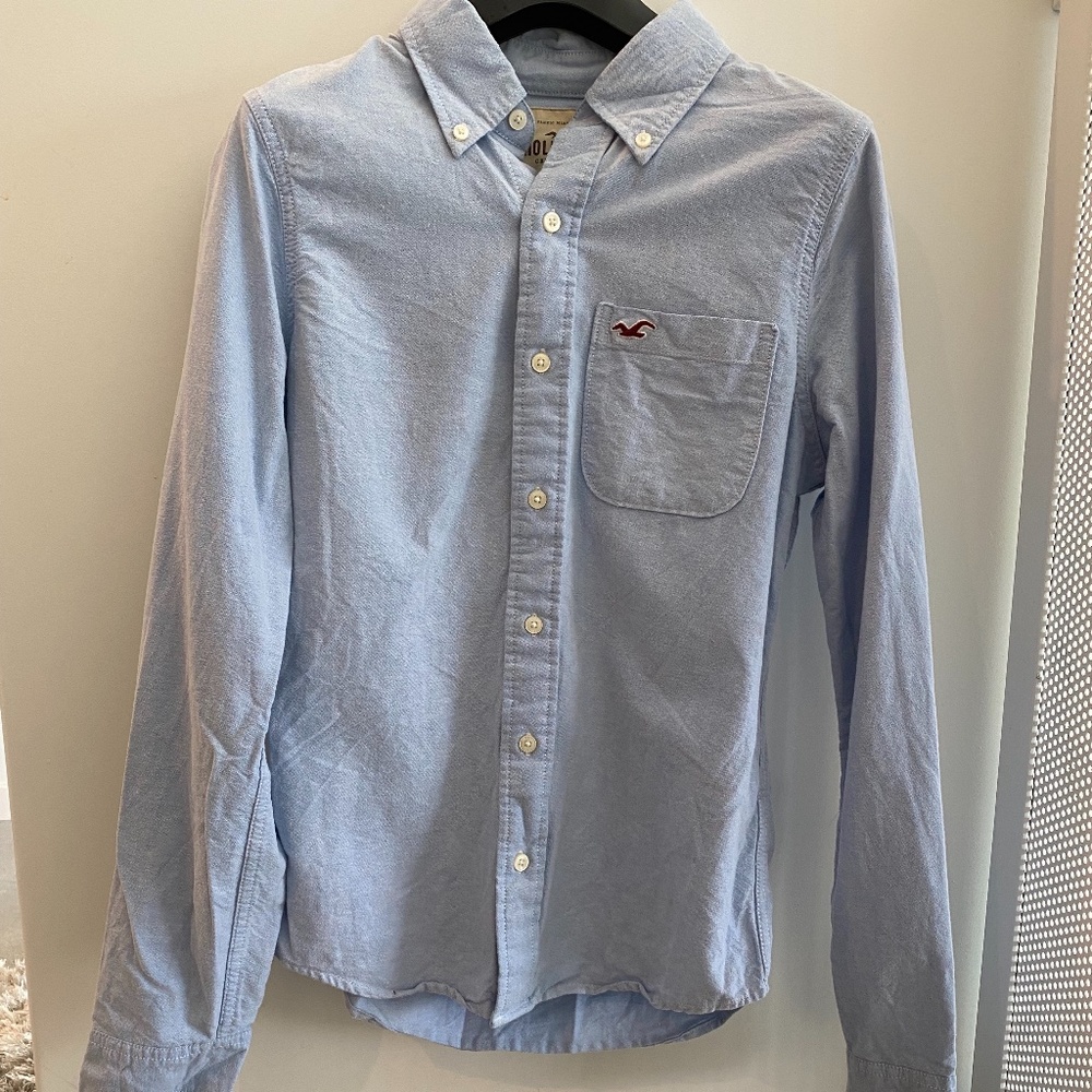 Hollister Mens Small Button Up Flannel Shirt in Blue